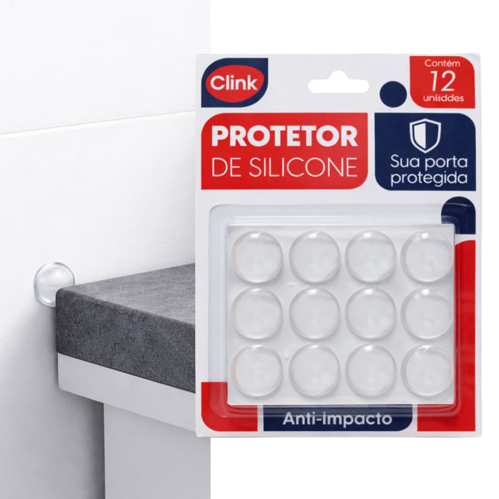 Protetor de Silicone 2cm Redondo Adesivo 12 unidades Anti-Impacto Portas Mesas Armários Paredes