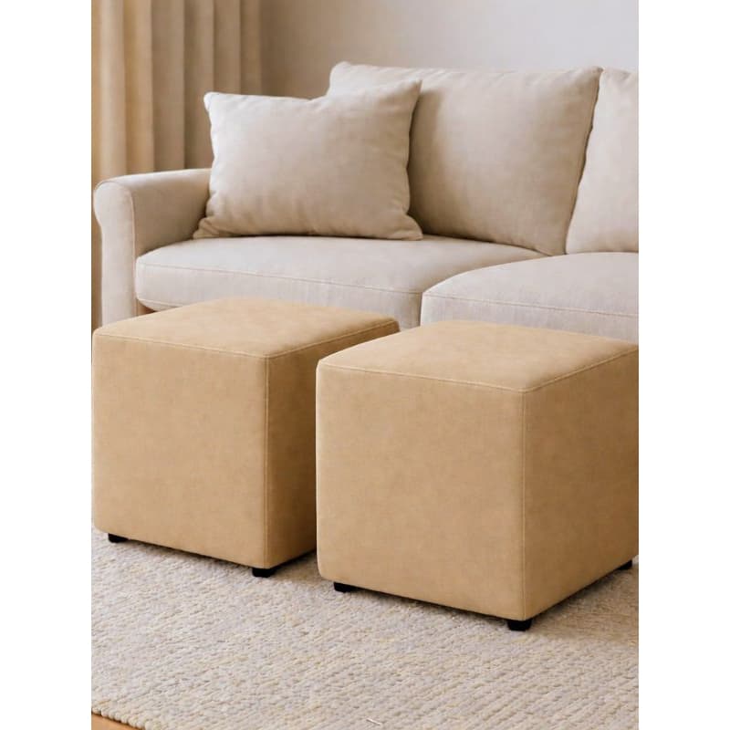 Kit 2 Puffs Quadrados Decorativos  Suede 33x33x40  Sala Quarto Moderno
