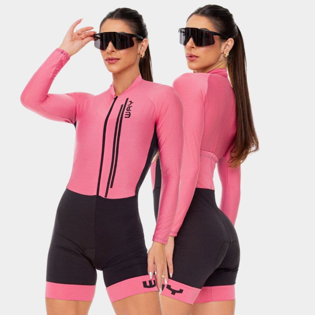 Macaquinho Macacão Ciclismo Feminino Manga Longa Inverno Forro Gel Roupa Pedalar Bike Slim Speed MTB