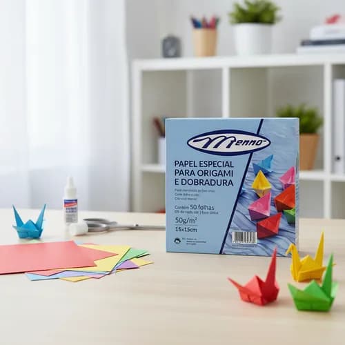 Papel Colorido para Dobradura e Origami Tamanho 15x15 50g. Menno