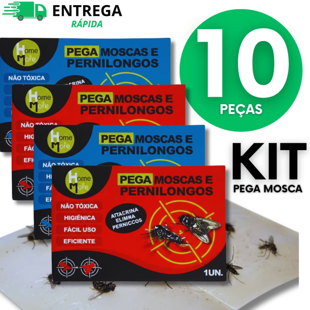 Kit 10 Adesivo Moscas e Pernilongos Insetos Voadores Rasteiro Sem Cheiro Multiuso Praticidade Premium
