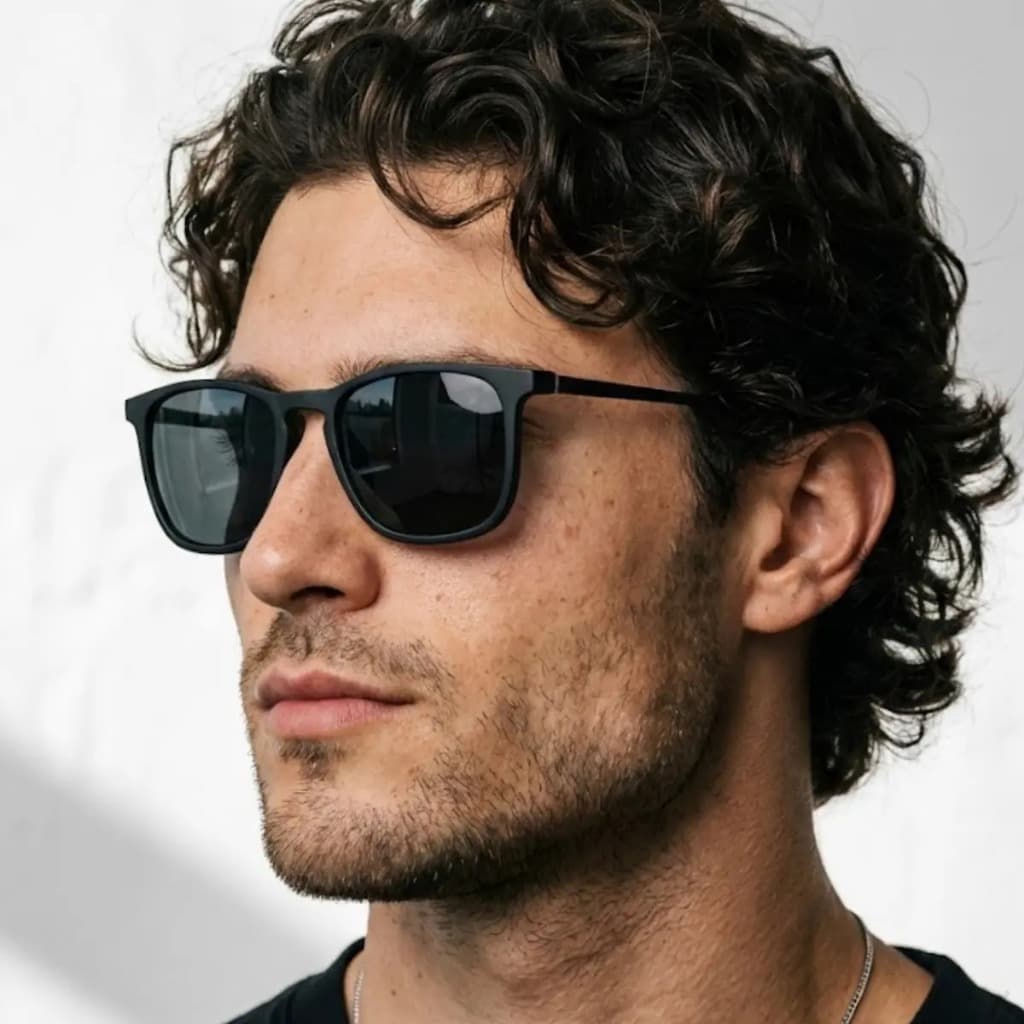 Óculos de Sol Madrid Preto Quadrado Premium Acetato Italiano Clássico Vintage uv400 Feminino Masculino