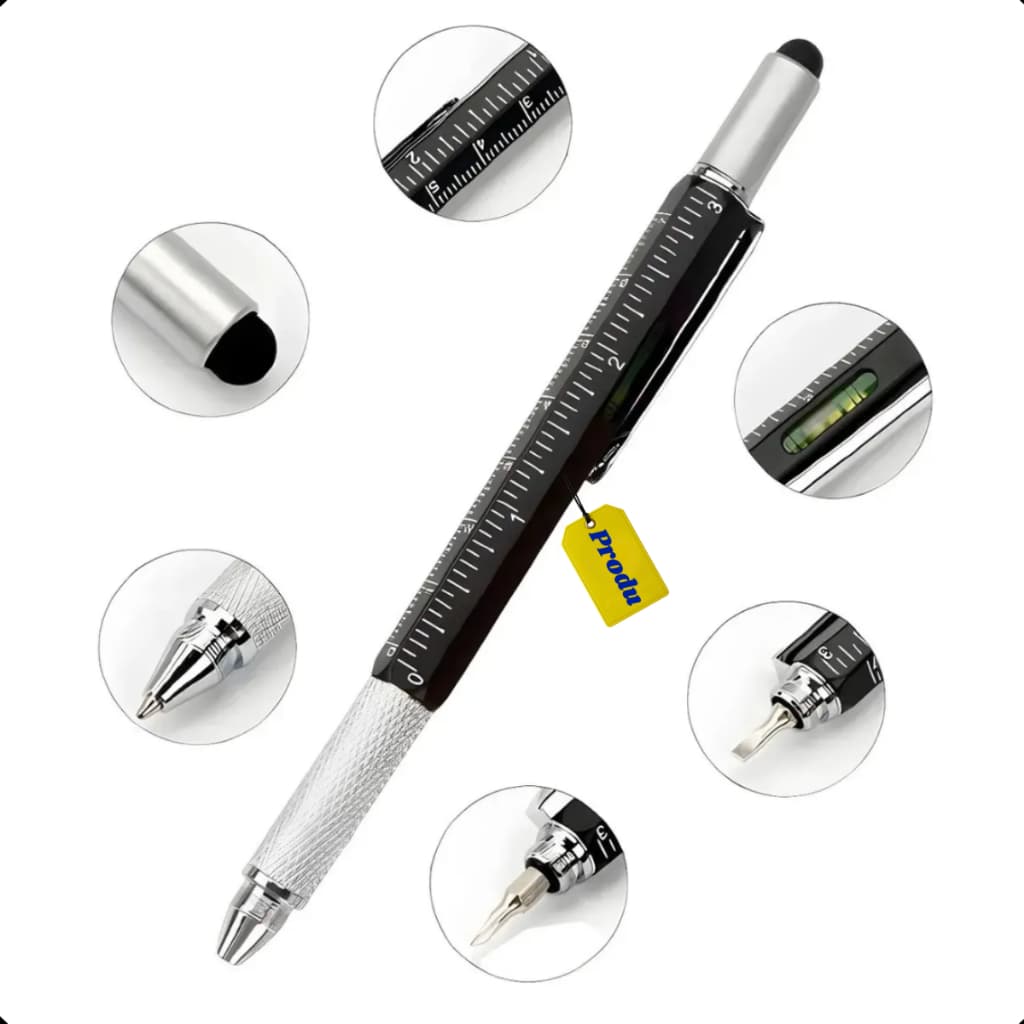 Caneta Multifuncional 6 Em 1 Produ Ferramenta Nível Régua Chave Fenda Philips Touch Screen Presente