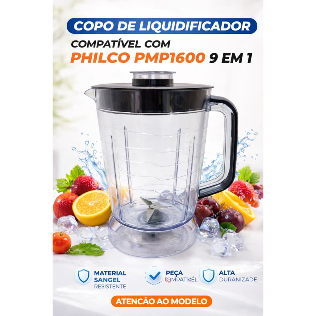 2090 Copo para Liquidificador Compatível Philco PMP1600 9 em 1  Material SANGel Ultra Resistente