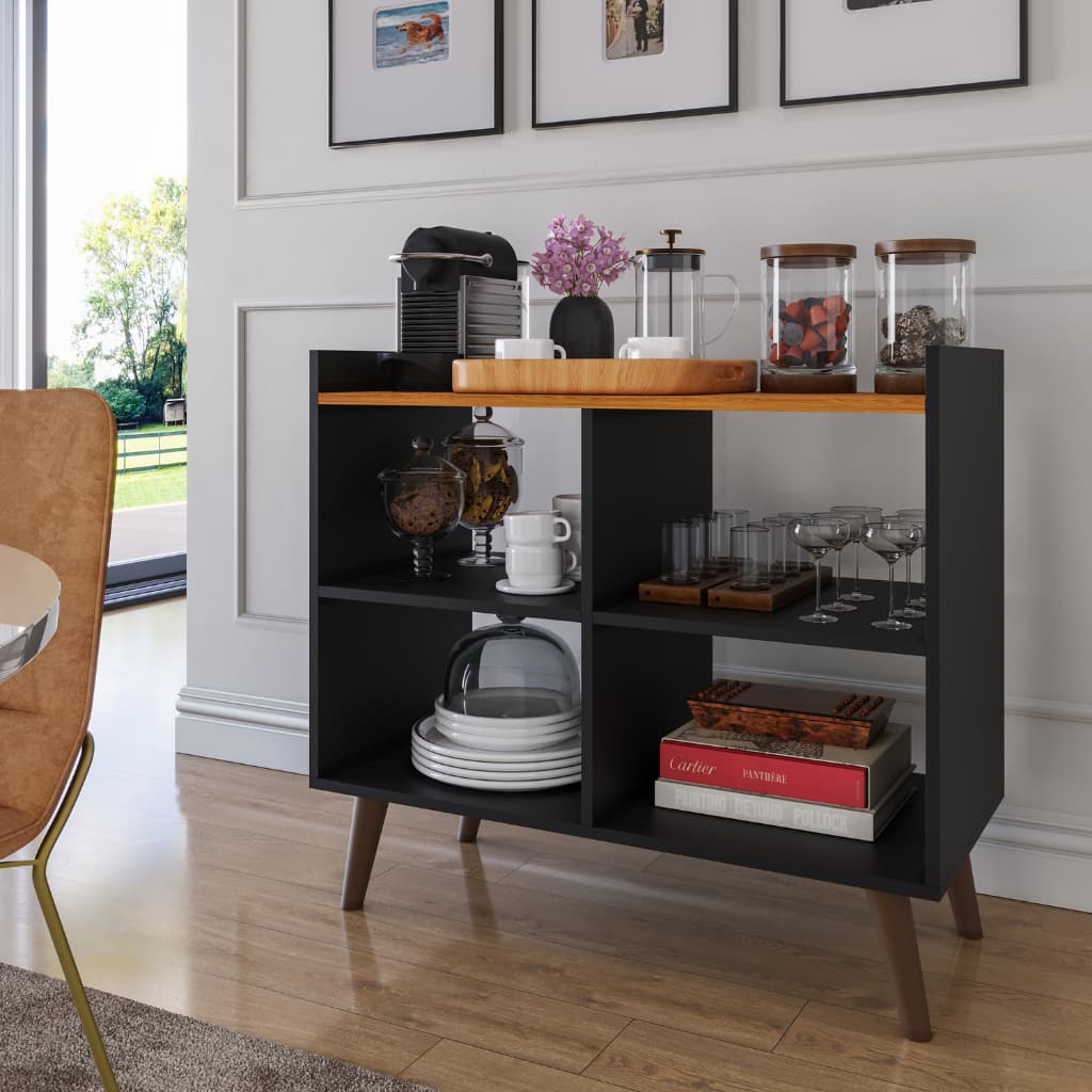 Cantinho do Café Aparador Buffet 4 Nichos Multiuso Decorativo  Organizador Cozinha Sala Moderno