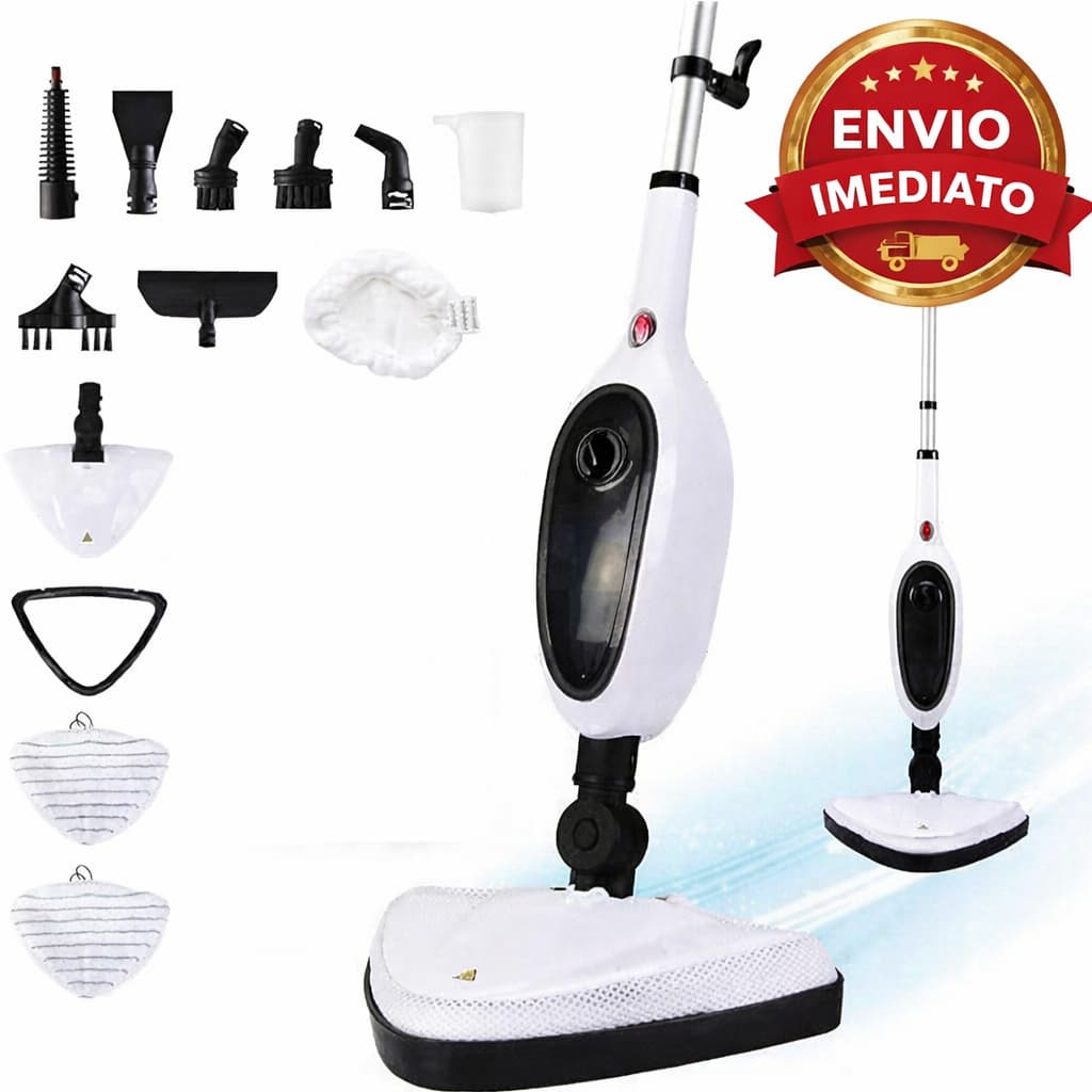 Mop a Vapor Multifuncional 12 em 1 com Acessórios, Adequado para Limpeza de Pisos e Carpetes