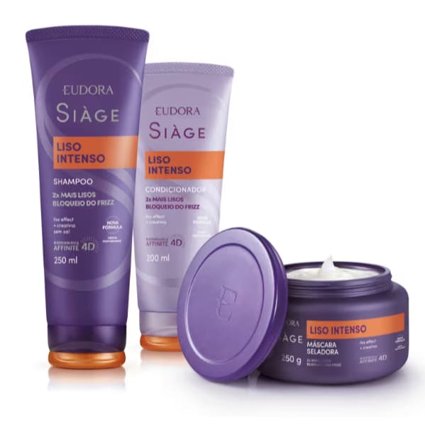 Kit Siàge Liso Intenso: Shampoo 250ml + Máscara 250g + Condicionador 200ml