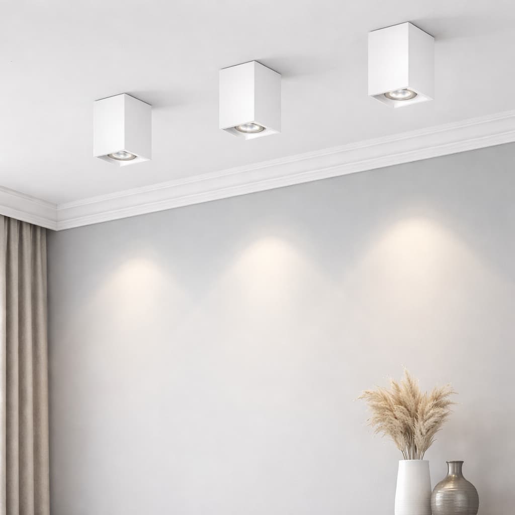 Kit 3 Spot Sobrepor MR16 ABS Direcionável Branco Promoção FG Iluminação Teto Sala Quarto