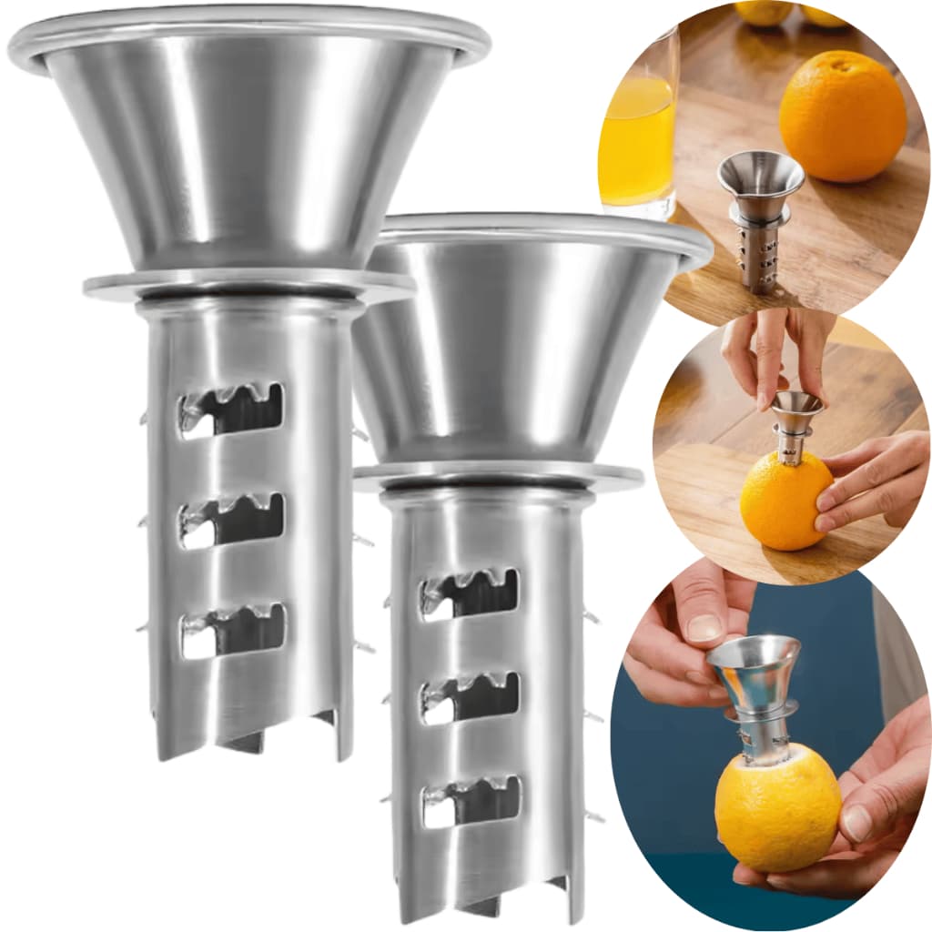 2 Espremedores Extrator Tubular Em Inox Suco Limão Laranja Casa Suco Frutas Manual Refresco