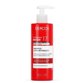 Vichy Dercos Shampoo Collagen Repair, com Peptídeos Pró-Colágeno e Ácido Cítrico para Reparação Profunda, Fortalecimento