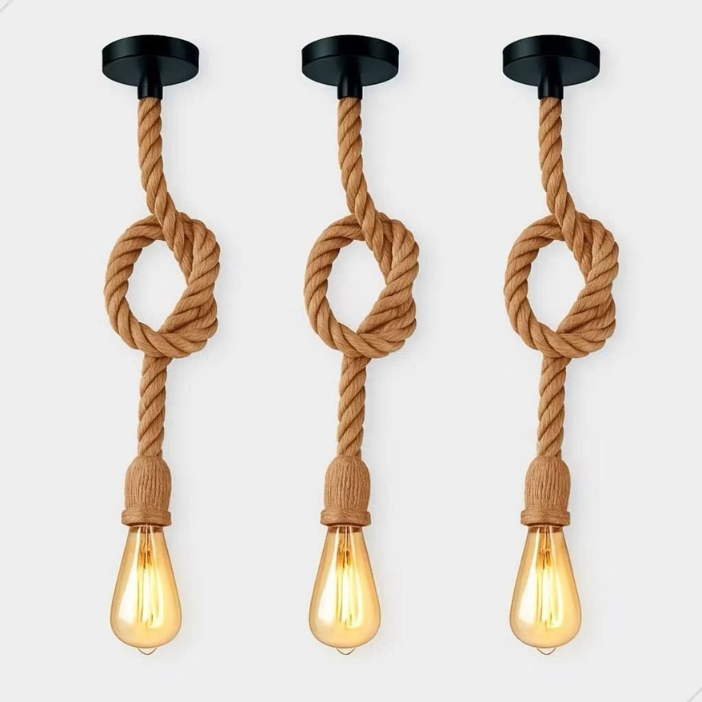 Kit 3 Pendente Corda 1M Com Lâmpadas ST64 LED Filamento Âmbar E27 Bivolt Vintage Decoração