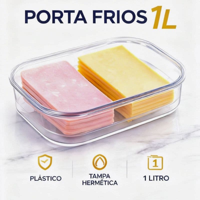 Porta Frios Empilhável Transparente Com Grade 1 Litro