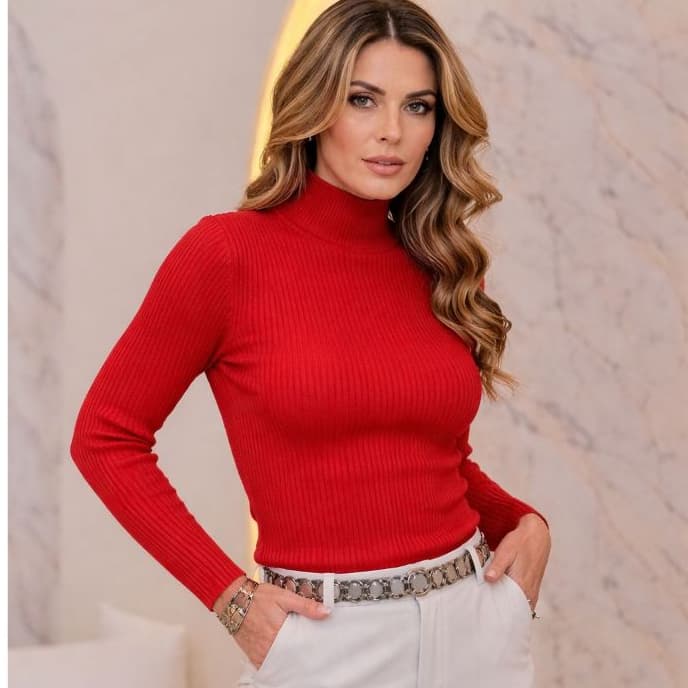 Blusa Feminina De Frio Cacharrel Manga Longa de Tricô Inverno