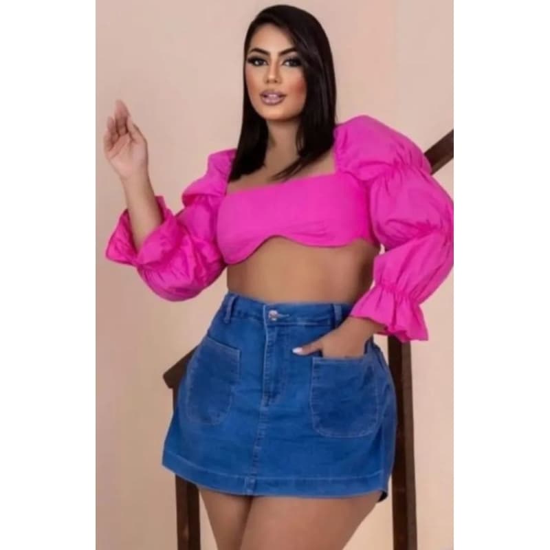 short Saia Plus Size com Lycra Jeans Feminino short feminino curto com bolsinho 48/50/52