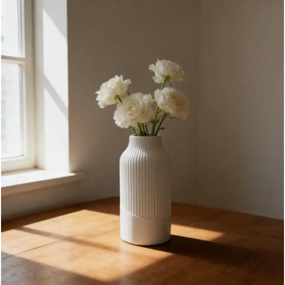 Vaso Decorativo Canelado 3D | Vaso Moderno Minimalista | Impressão 3D