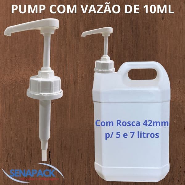 Kit Válvulas Pump Com Dosagem 10ml com Rosca 42 P/ Galão 5 E 7 Litros Sabão, Amaciante, Pasta