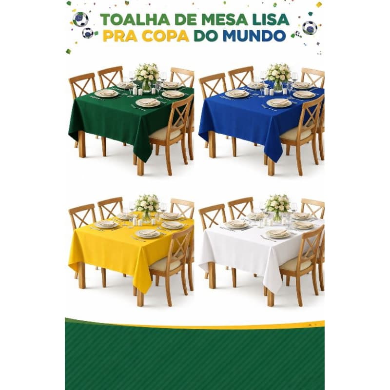 Toalha De Mesa Oxford para 4 e 6 Lugares 2,00x1,40  lisa e resistente