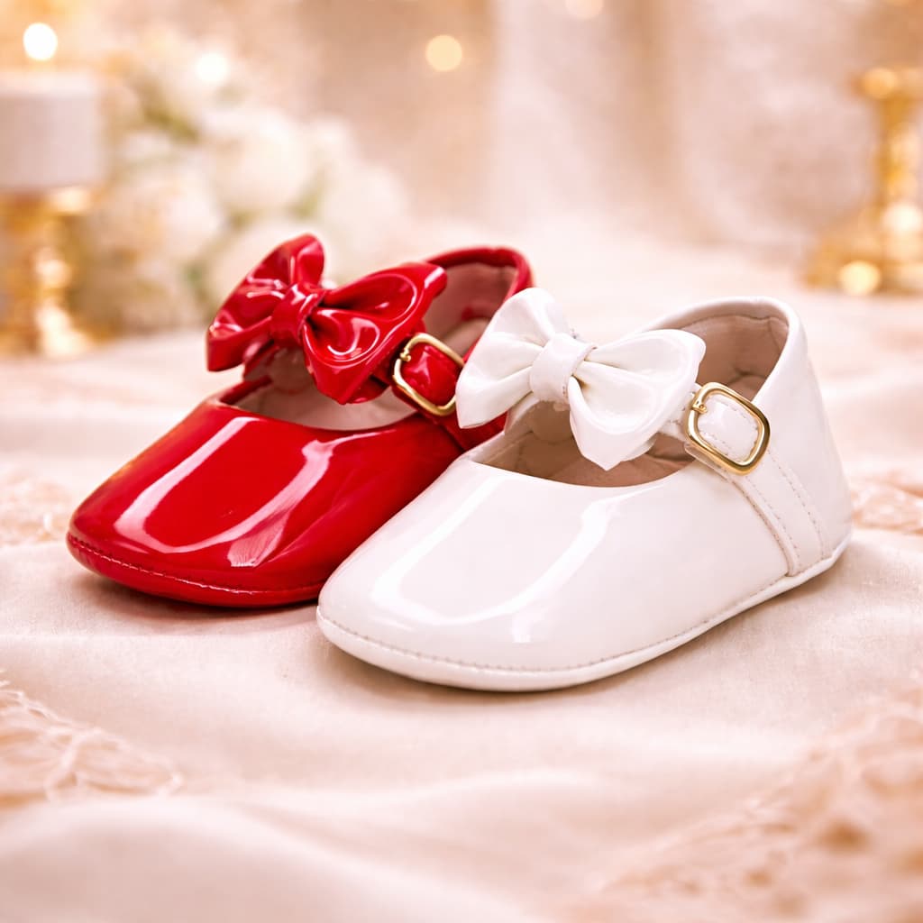 Kit 2 Pares de Sapatilhas Bebê Feminina Laço Verniz Conforto Luxo - Daminha Festa Batizado