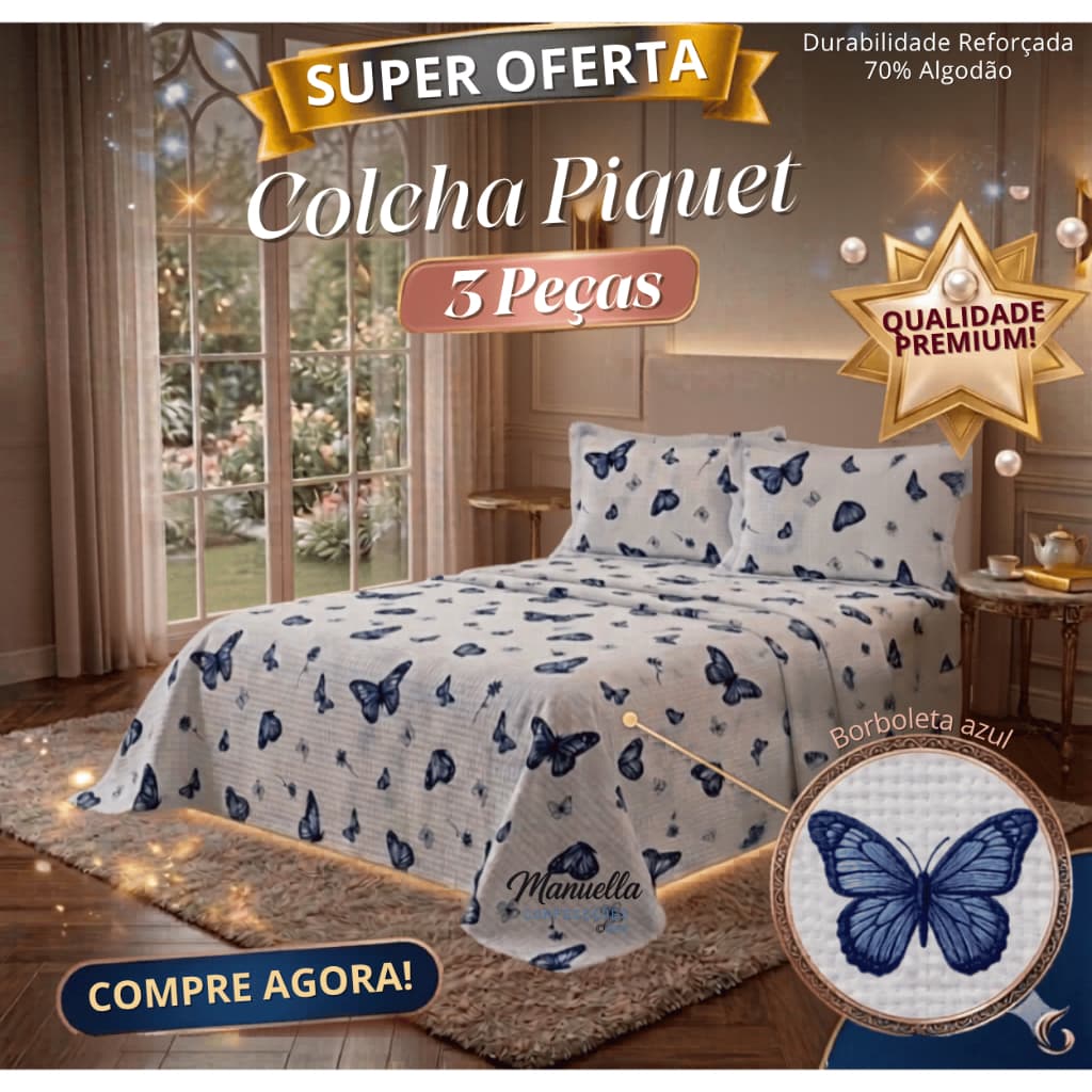 Jogo de cama  Piquet casal  Com Fronha 3 Peças