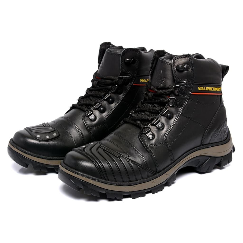 Bota Motociclista Masculino Com Solado Emborrachado Feito Com Couro Premium Reforcada Confiavel Alta Durabilidade Toop