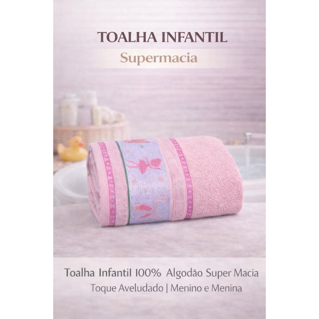 Toalha Infantil Menina Algodão Super Macia Alta Absorção Diversas Estampas