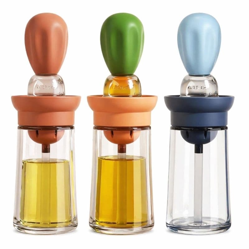Porta De Azeite Oléo Vidro Com Escova Pincel De Silicone Para Untar Dosador 180ml gourmet.