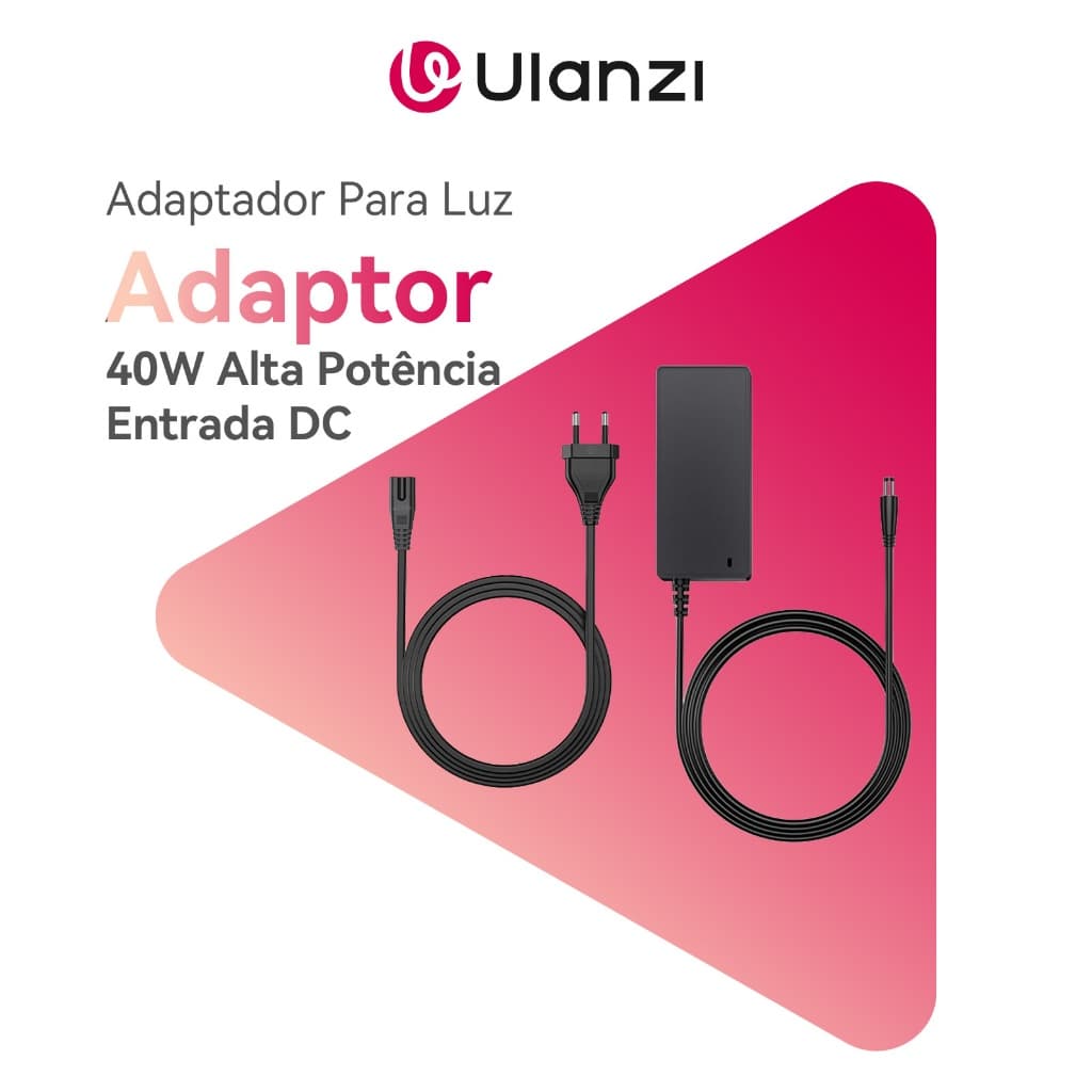 ULANZI Adaptador De Energia AC 40W/120W Fonte Para Luz De Vídeo Tomada EU Universal Portátil Preto