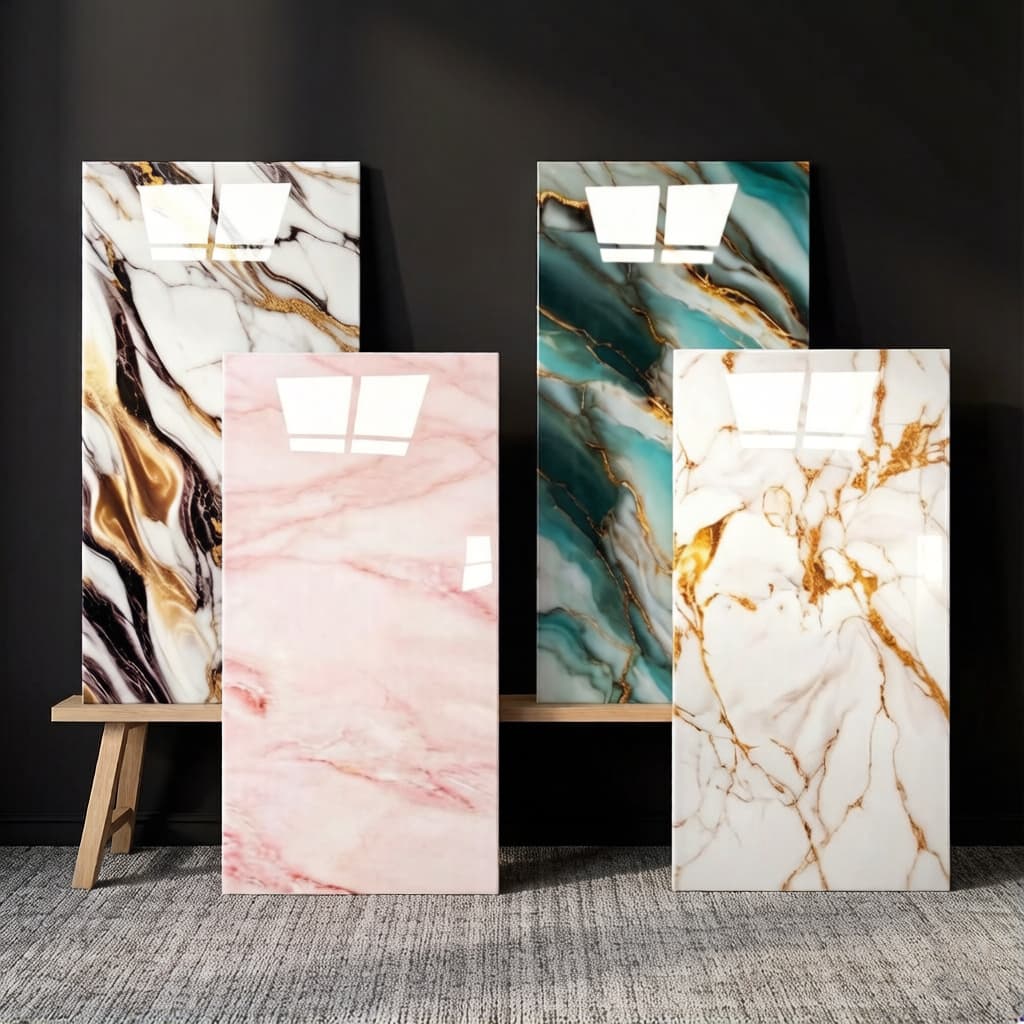 Kit 10 Placas Adesivas Efeito Mármore 30x60cm | Decoração para Parede, Cozinha e Banheiro, Impermeável e Resistente