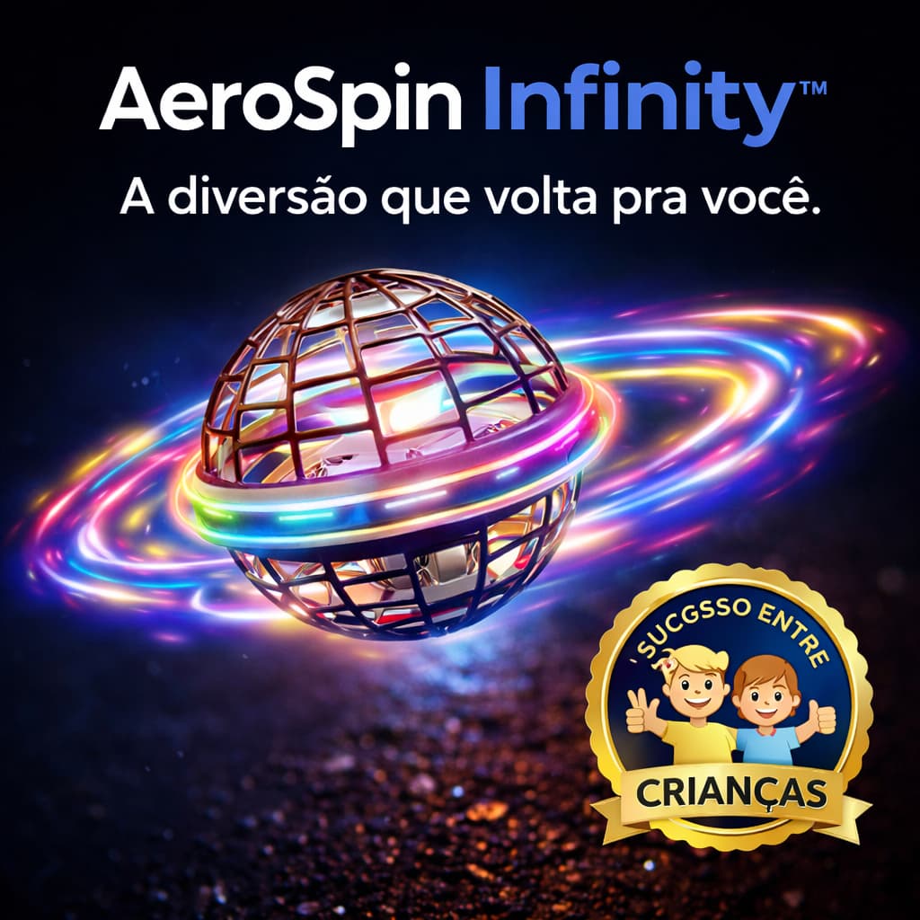 Bola Voadora Spinner LED AeroSpin Infinity™ Boomerang Mágico Recarregável Infantil Anti Estresse Diversão Crianças
