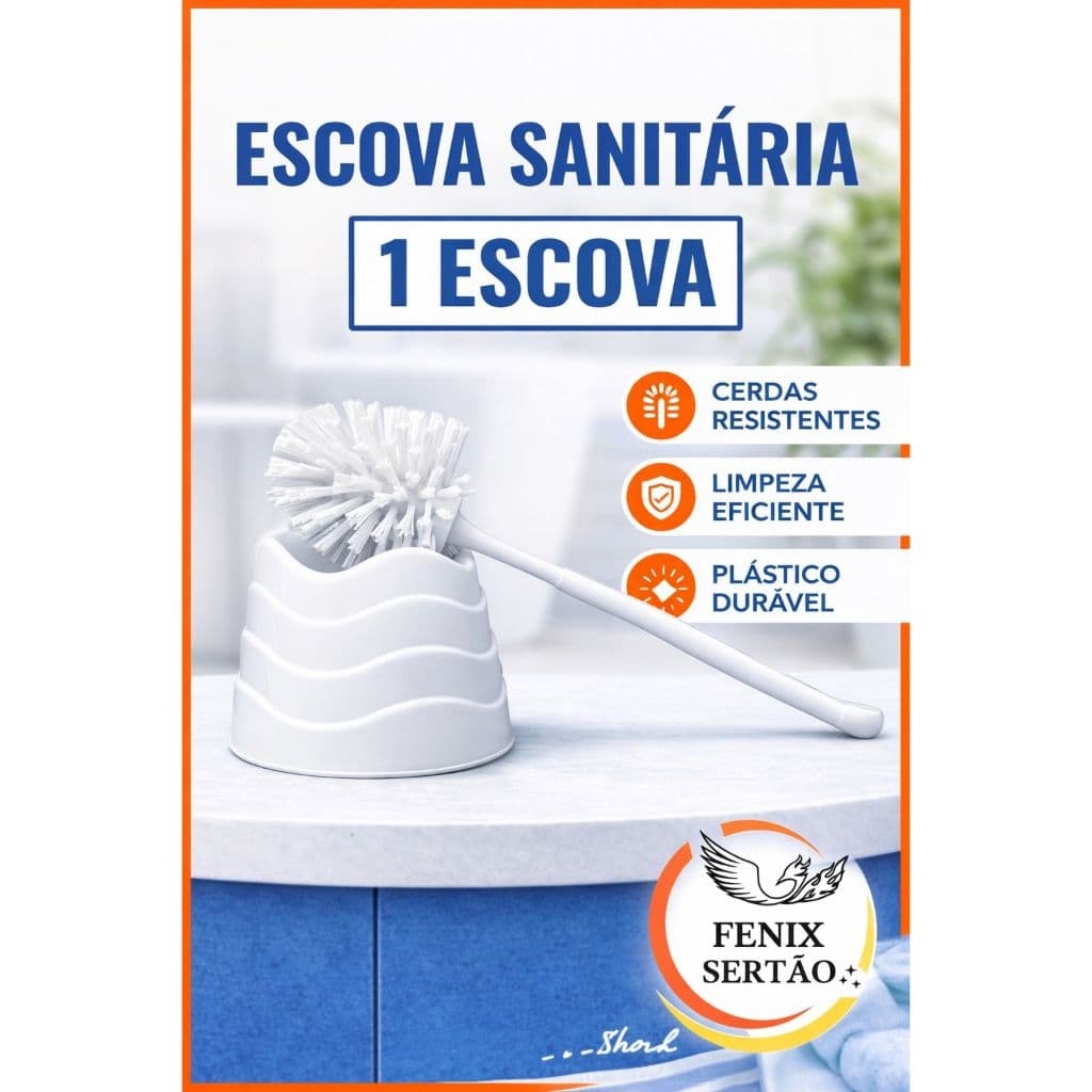 Escova Sanitária com Suporte | Limpeza Profunda e Prática para Banheiro
