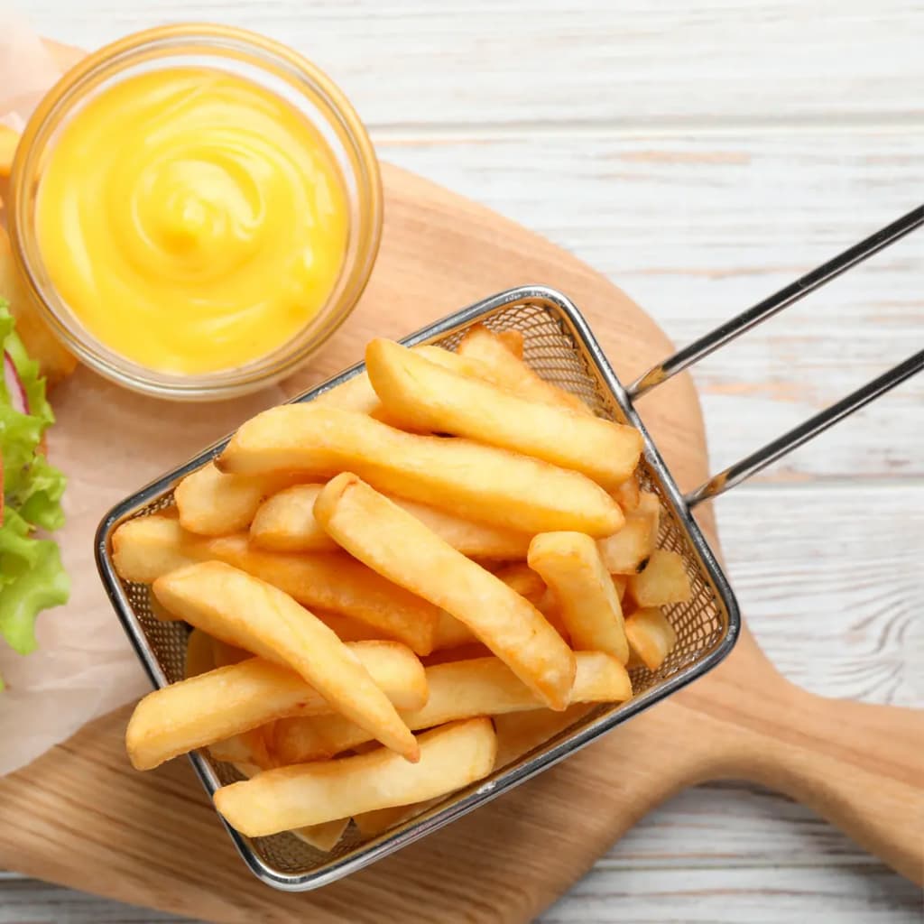 Cesto de Fritura Quadrado Inox Para Servir Porções Batata Frita Frango Gourmet Comercial