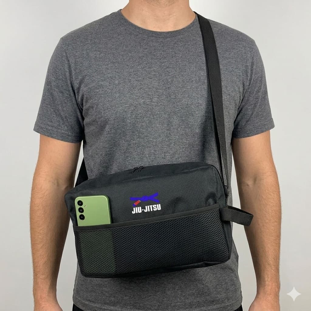 Bolsa Esportiva Jiu Jitsu Unissex Alça Tranversal Estampa Faixa Arte Marcial