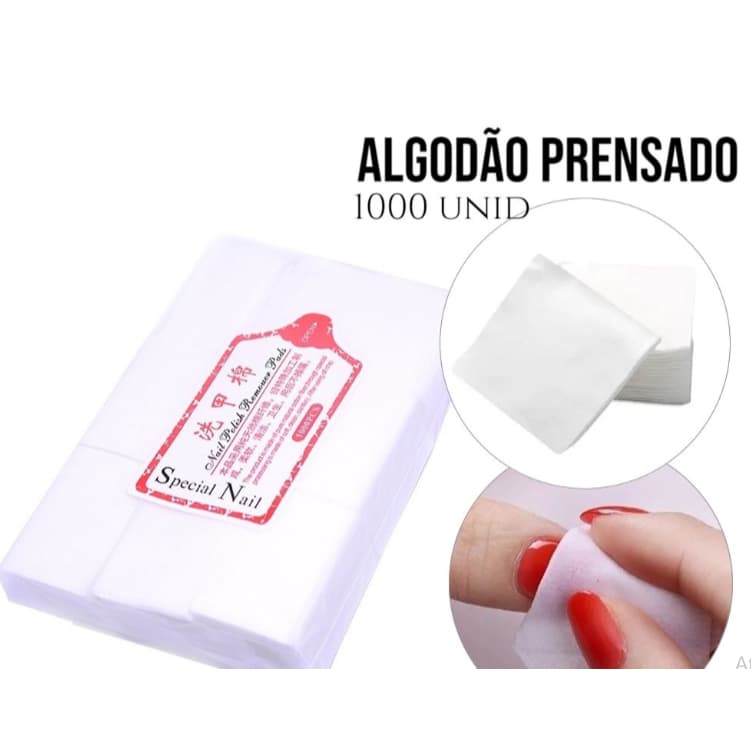 Algodão Prensado para Unhas - 1000 Unidades, 100% Natural, Remoção de Esmaltes
