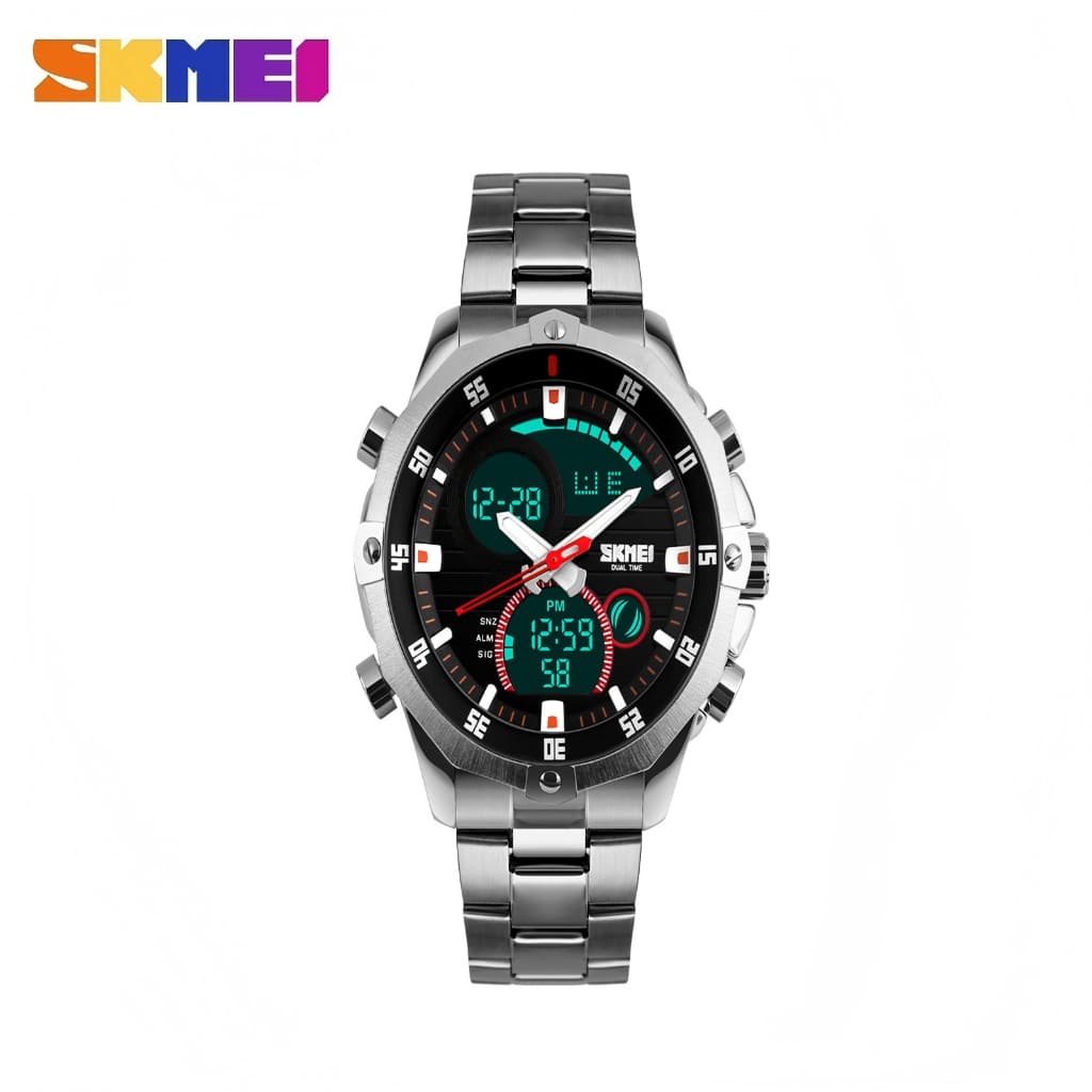 Relógio digital SKMEI 1146SI com visor duplo, relógio de pulso digital masculino, relógio esportivo para atividades ao