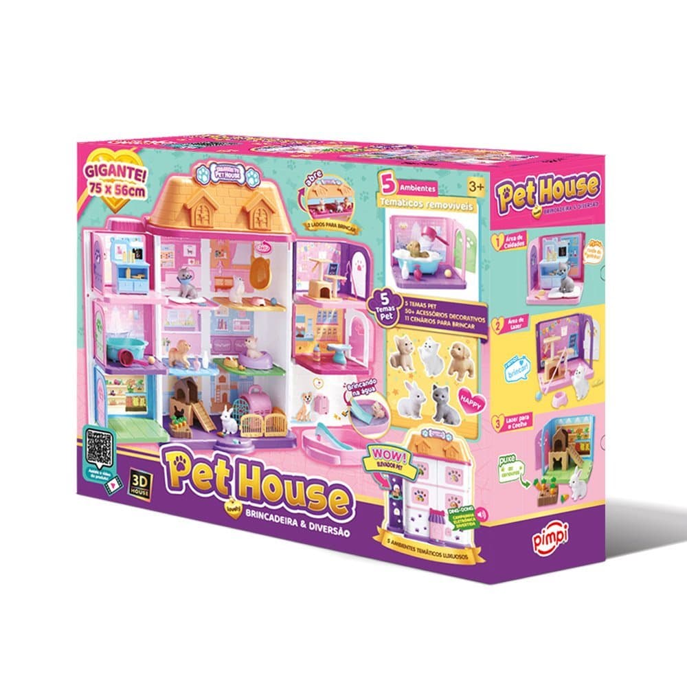Casinha de Cachorro Pet House Brinquedo Maleta 3D Com Acessórios Portátil Infantil Presente Criança.