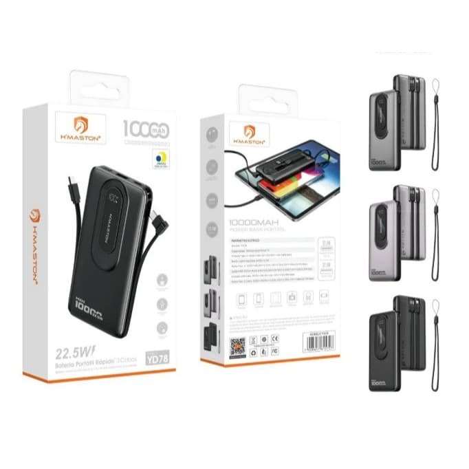 H'Maston YD78 Power Bank - 10.000mAh, Carregamento Rápido