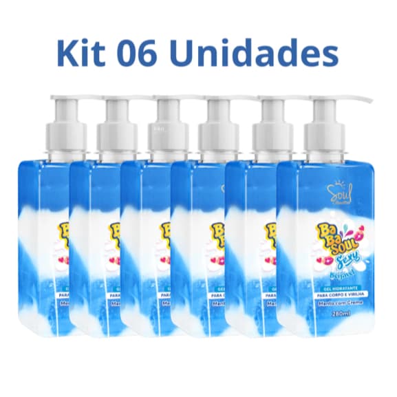 Kit 06 Gel Hidratante Corporal Creme para Virilha Babasoul Menta com Creme Blow Soul Cosméticos
