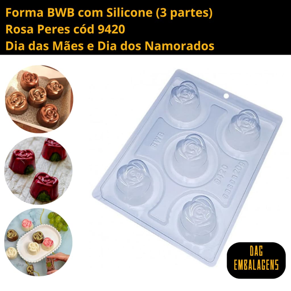Forma BWB com Silicone (3 partes) Rosa Peres cód 9420 - Dia das Mães e Dia dos Namorados