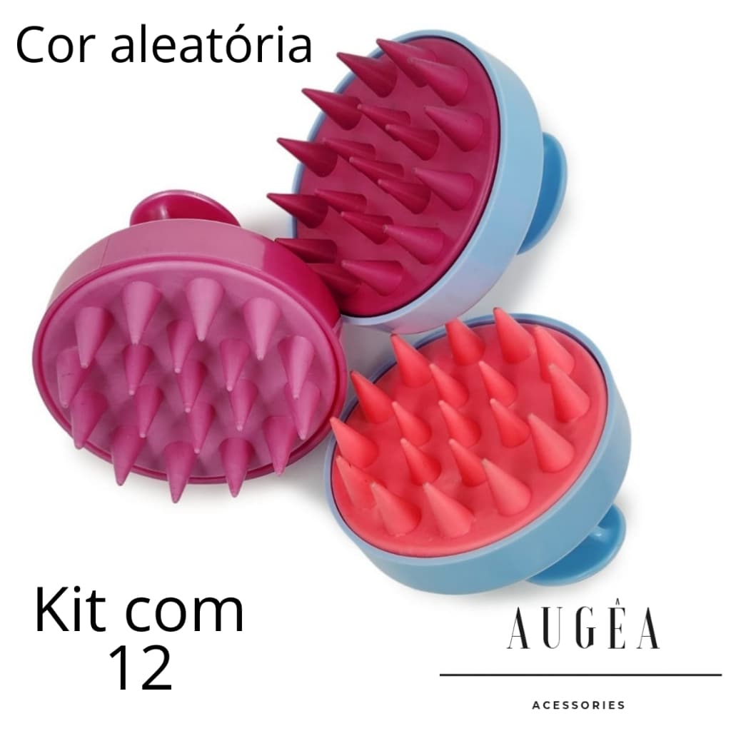 Kit 12 Escovas Massageadora Capilar Silicone Antiqueda