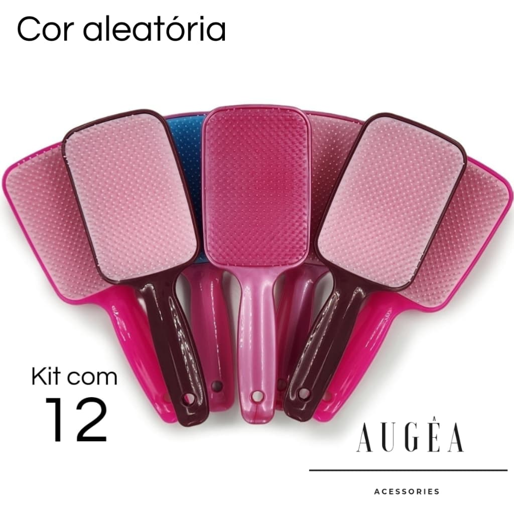 Kit 12 Escovas de Cabelo Raquete Flex Desembaraçadora Mágica Atacado Revenda