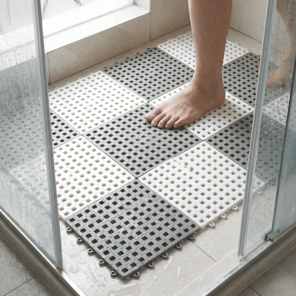 Kit 12 Tapete Estrado Piso Antiderrapante 30x30cm Box Banheiro Piscina Emborrachado Modular Vestiário Sauna Flexível