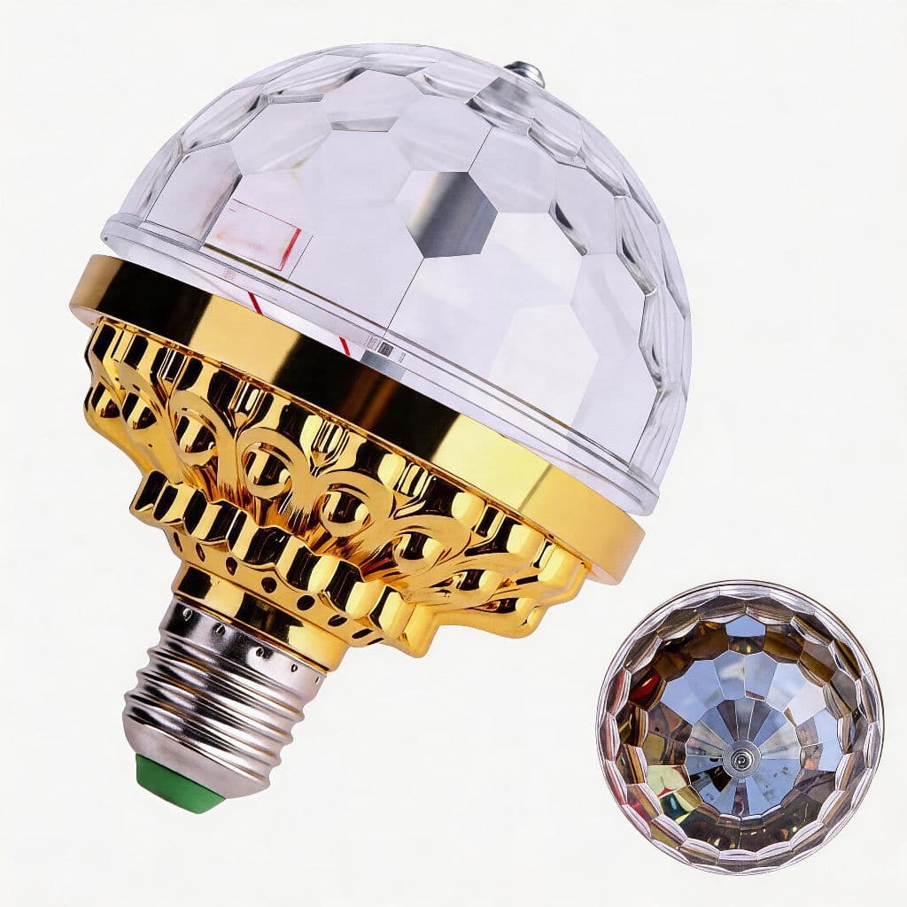 Lâmpada LED Bola Giratória RGB Cristal para Festa, Disco e Palco | Cria Atmosfera de Celebração