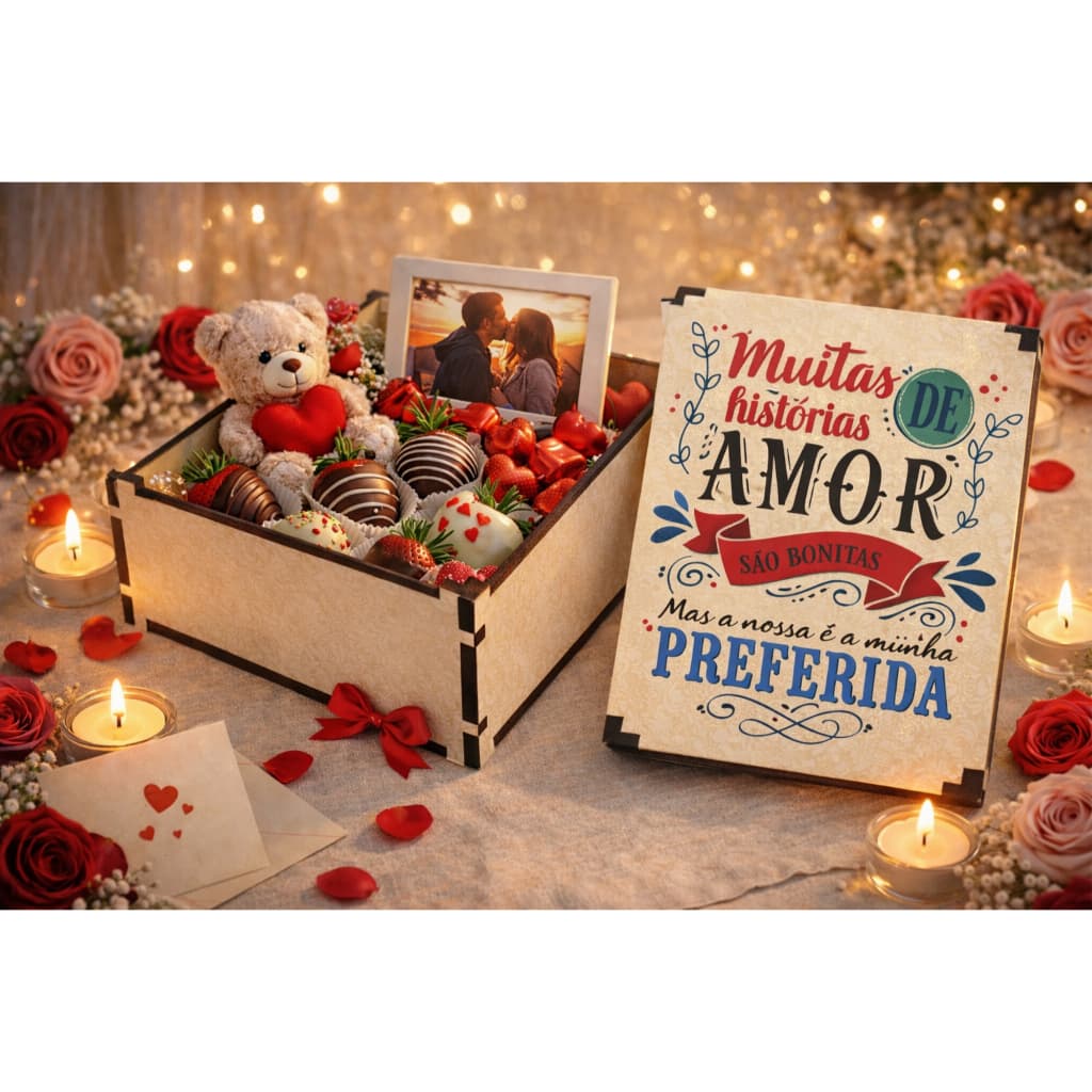 Caixa Organizadora Presente Histórias De Amor 23x17x9 Cm Mdf