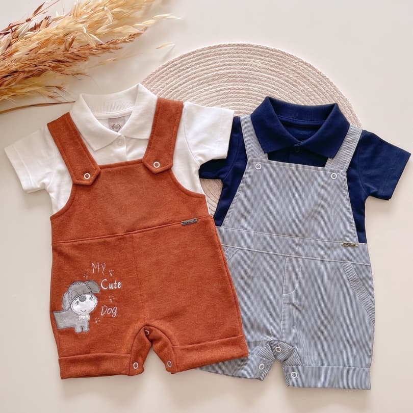Jardineira para Bebe Masculino Conforto 100% Algodão