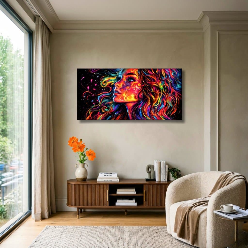 Quadro Decorativo "Garota das Cores" em Acrílico com Impressão UV