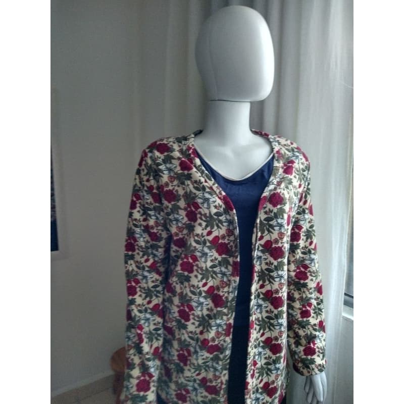 Cardigan Feminino Floral Estampado Manga Longa Quentinho Casaquinho Casaco Leve Moda Feminina Outono Inverno
