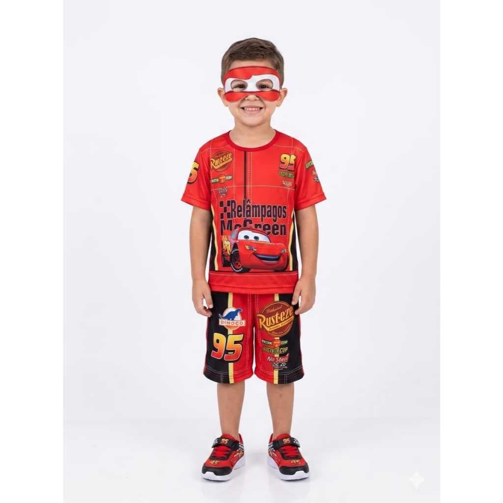 Fantasia Infantil Carros Relâmpago McQueen Roupa Festa Cosplay Menino