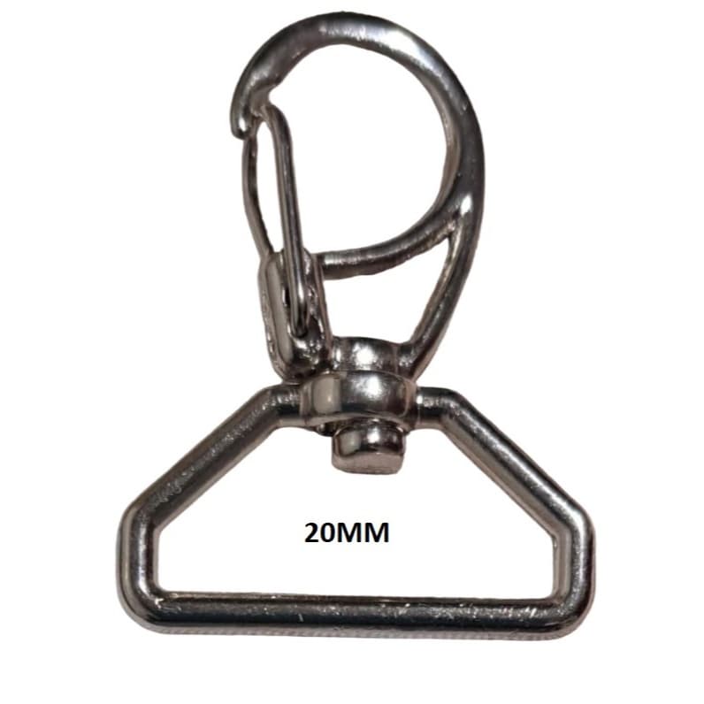 Mosquetão 20mm Niquelado Fecho Gancho Bolsas Mochila Alça