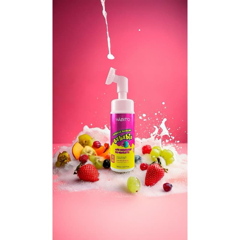 sabonete Facial Mousse micelar Babbasoul cheirinho de chiclete Extrato de frutas vermelhas 150g