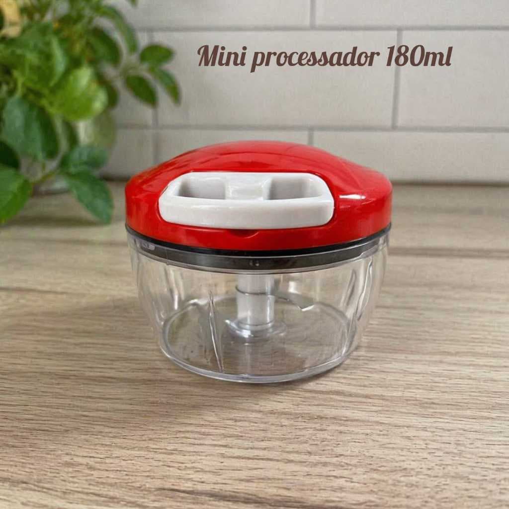 Mini Processador de Alimentos Manual 180ml - Eficiência e Design Ergonômico com Lâminas de Aço Inox